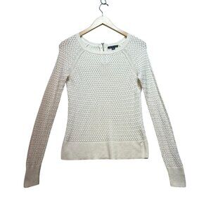 American Eagle Outfitters Women Sweater Small White Open Knit Long Sleeve Casual